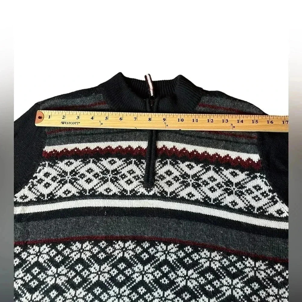 I.E. Relaxed 1/4 zip Nordic Striped Women's Sweater Winter Mock Neck Angora Siz… - Picture 4 of 12